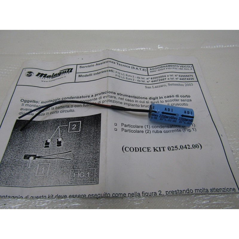 Condensatore protezione strumento Tacho guard capacitor Malaguti F12 F15 99 05